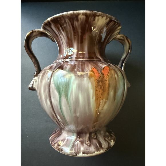 Vintage JASBA KERAMIK German Pottery Vase 1930s Drip Glaze Brown Handcrafted - Picture 6 of 10